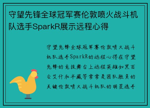 守望先锋全球冠军赛伦敦喷火战斗机队选手SparkR展示远程心得